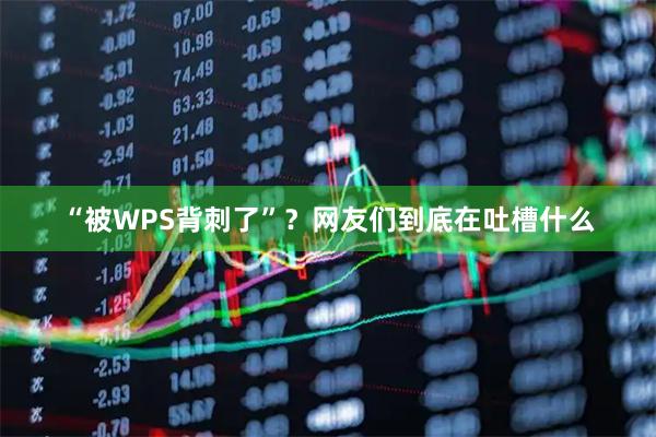“被WPS背刺了”？网友们到底在吐槽什么